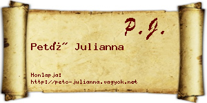 Pető Julianna névjegykártya
